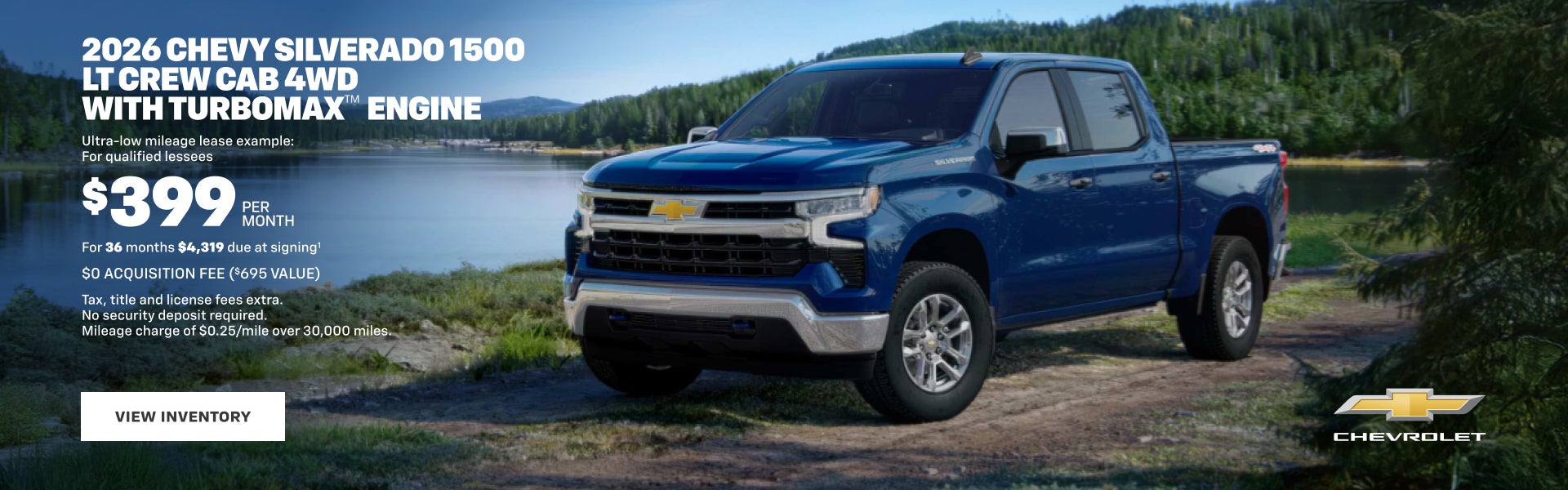 2026 Chevy Silverado 1500 LT Crew Cab 4WD with TurboMax Engine. Ultra-low mileage lease example f...